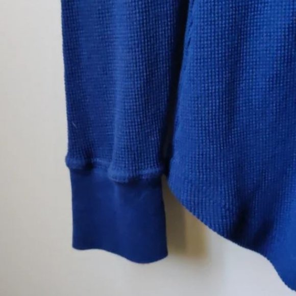 MOD-O-DOC Waffle Knit Drawstring Cowl Neck Tunic Blue M - Picture 7 of 8